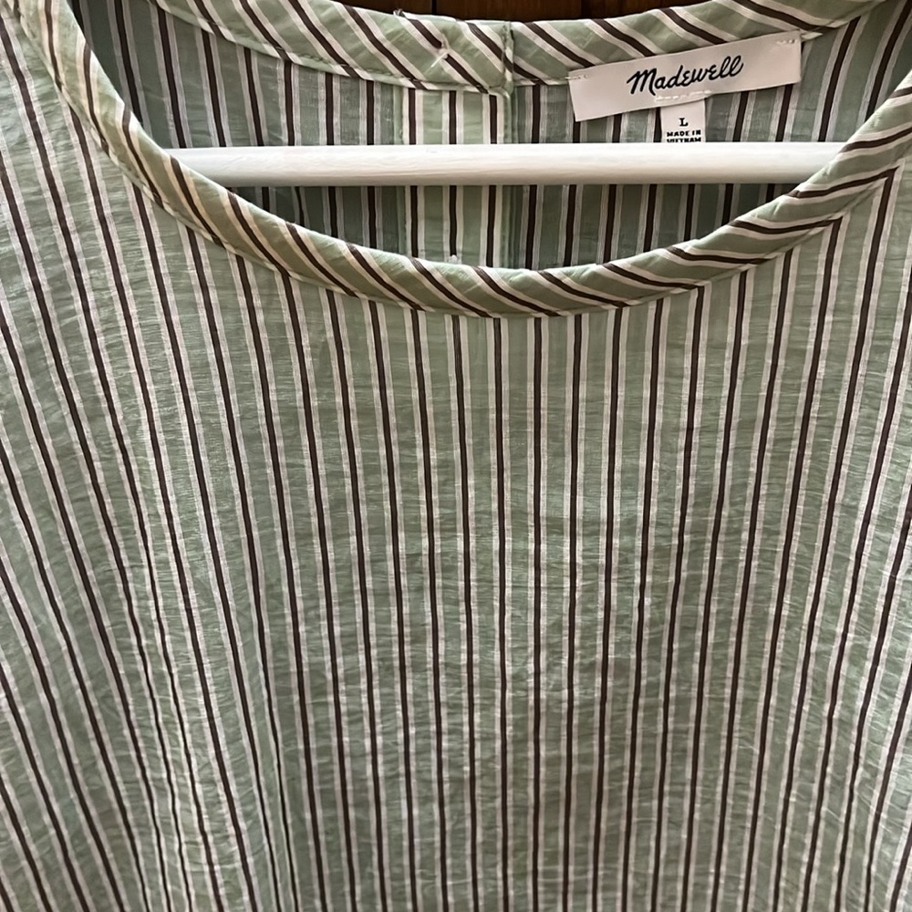 Madewell Japanese style boxy linen- like Boho breezy striped top - Picture 2 of 6